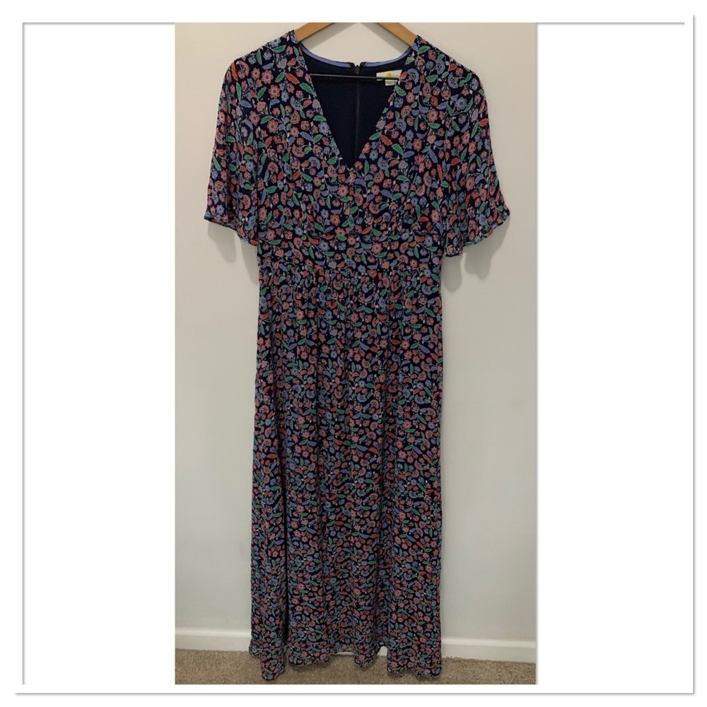 Boden Veronica Maxi Dress French Navy Trailing Posy Red Size 6 - Picture 5 of 13